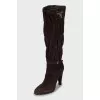 Draped suede boots