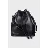 Leather bucket bag with gold-tone hardware