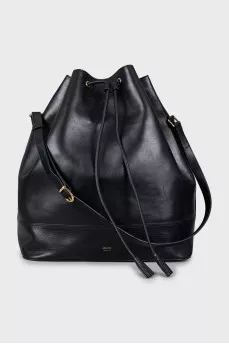 Leather bucket bag with gold-tone hardware