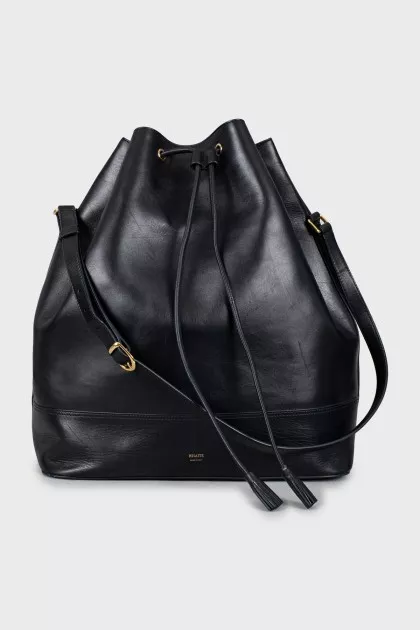 Leather bucket bag with gold-tone hardware
