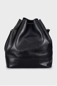 Leather bucket bag with gold-tone hardware