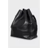 Leather bucket bag with gold-tone hardware