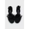Suede sandals decorated with feathers