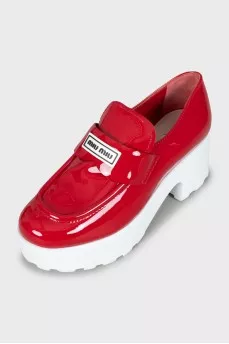 Red patent leather loafers