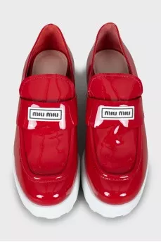 Red patent leather loafers