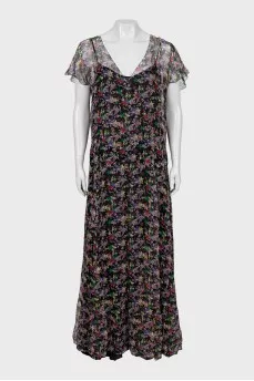 A-line silk maxi dress