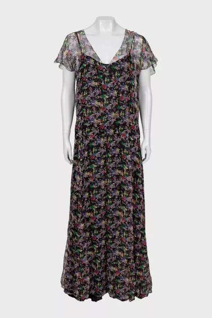 A-line silk maxi dress