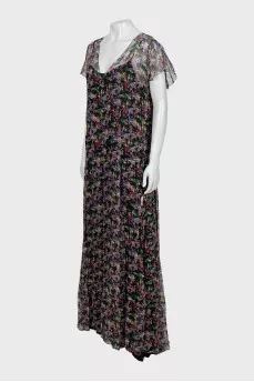A-line silk maxi dress