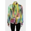 Mixed color silk shirt