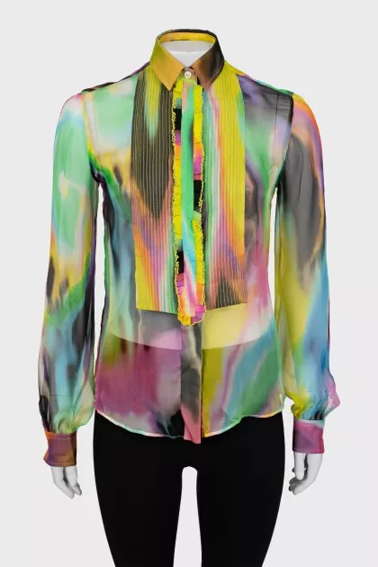 Mixed color silk shirt