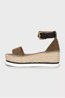 Leather and suede platform sandals