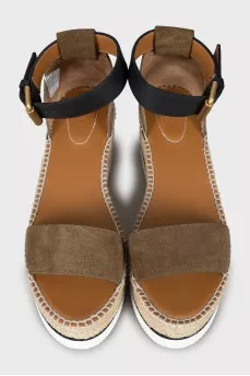 Leather and suede platform sandals