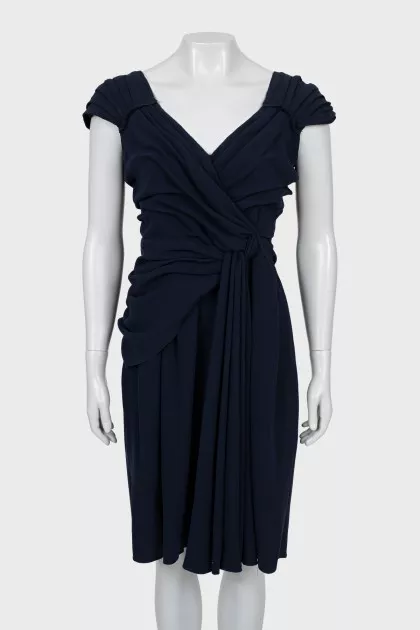 Blue dress with drapery