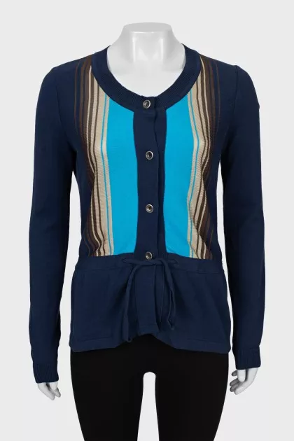 Knitted cardigan with buttons and tie