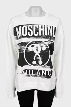 Black and white straight fit sweatshirt