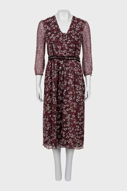 Floral silk midi dress