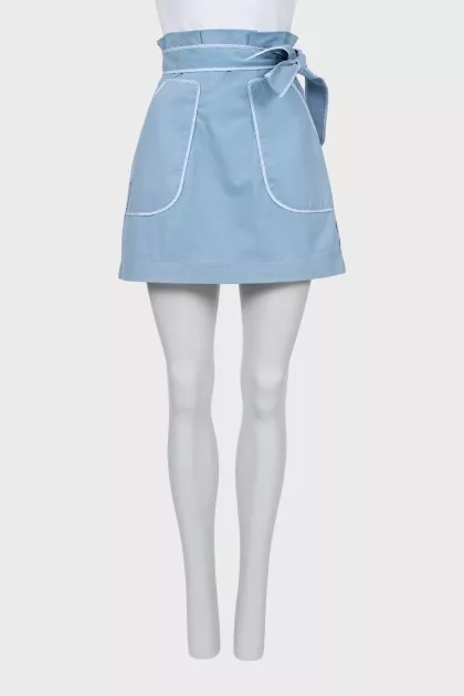 Blue skirt with contrast seams