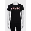 Black T-shirt with colorful print