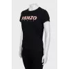 Black T-shirt with colorful print