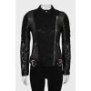 Leather jacket decorated with lace