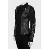 Leather jacket decorated with lace