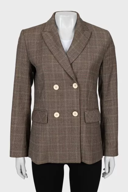 Double-breasted check jacket