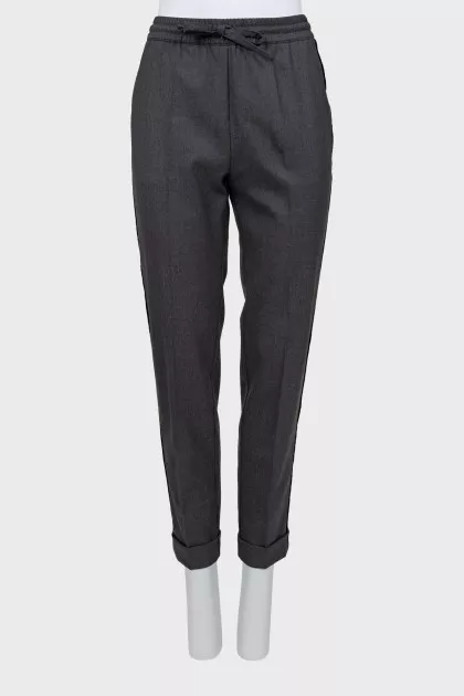 Tapered trousers with velor stripes