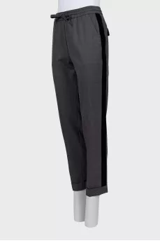 Tapered trousers with velor stripes