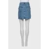 Denim mini skirt with gold hardware