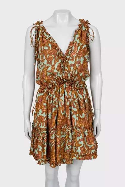Silk sundress decorated with ruffles