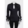 Fitted blouse with accent sleeves