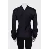 Fitted blouse with accent sleeves