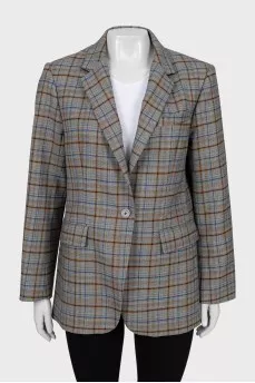 Checkered button-down jacket