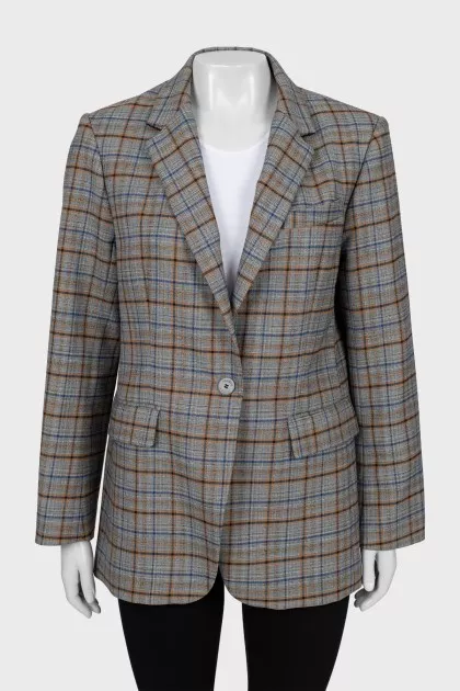 Checkered button-down jacket