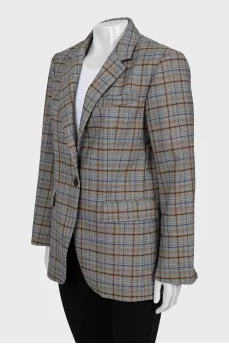 Checkered button-down jacket