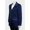 Blue jacket with embroidery on the collar