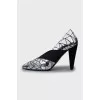 Suede shoes with silver pattern