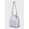 Gray leather bucket bag