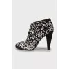 Printed pony leather ankle boots