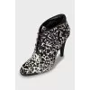 Printed pony leather ankle boots