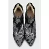 Suede ankle boots with silver print