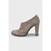 Suede ankle boots with raised seams