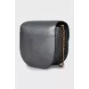 Gray crossbody bag with gold hardware