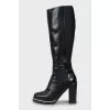 Leather boots with block heel