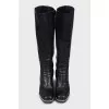 Leather boots with block heel