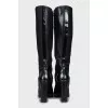 Leather boots with block heel