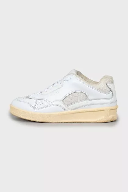 Men's white sneakers with perforations