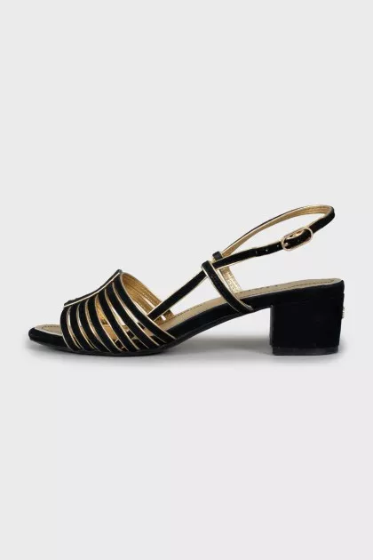Two-tone block heel sandals