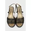 Two-tone block heel sandals