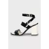 Leather sandals with quilted heel